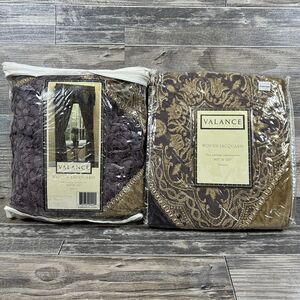 2 Woven Jacquard Valance Charleston Plum Polyester; dry clean.  80" w x 20"